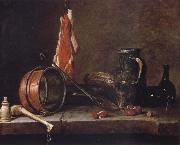 Jean Baptiste Simeon Chardin Uppige food with cook utensils oil